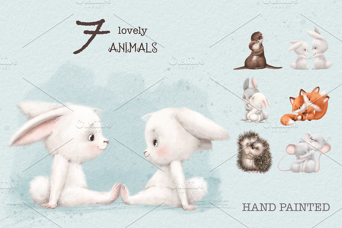 Valentine's day Clipart. Animals., an Animal Illustration by sheincar (Photo 1 of 7)