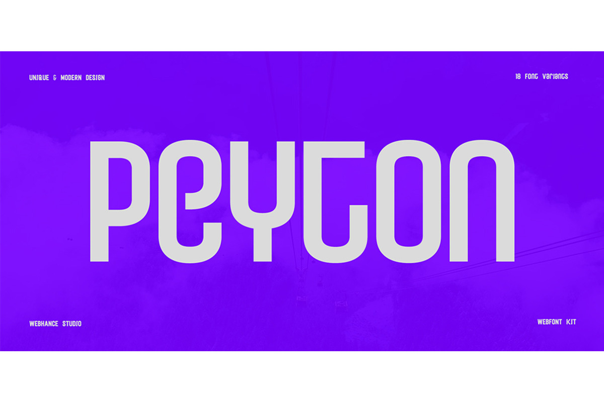 Peyton font family with 18 variants, a Font by Webhance Studio