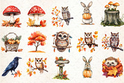 Watercolor Fall Woodland Clipart, an Illustration by Rose Art (Thumbnail 2 of 7)