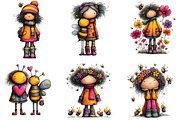 Whimsical Quirky Bee Girl Clipart, an Illustration by CraftArtStudio (Thumbnail 5 of 6)