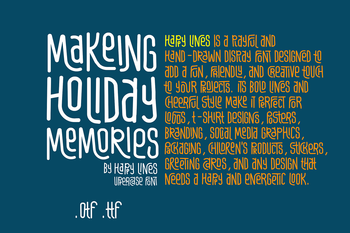 Happy Lines Uppercase Font, a Script Font by akropol (Photo 5 of 6)