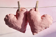 Soft Pink Fabric Hearts on Clothesli, a Holiday Photo by IrinaCzaran (Thumbnail 1 of 2)