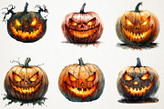 Creepy Pumpkin Character Watercolor, an Illustration by RobertsArt (Thumbnail 7 of 7)