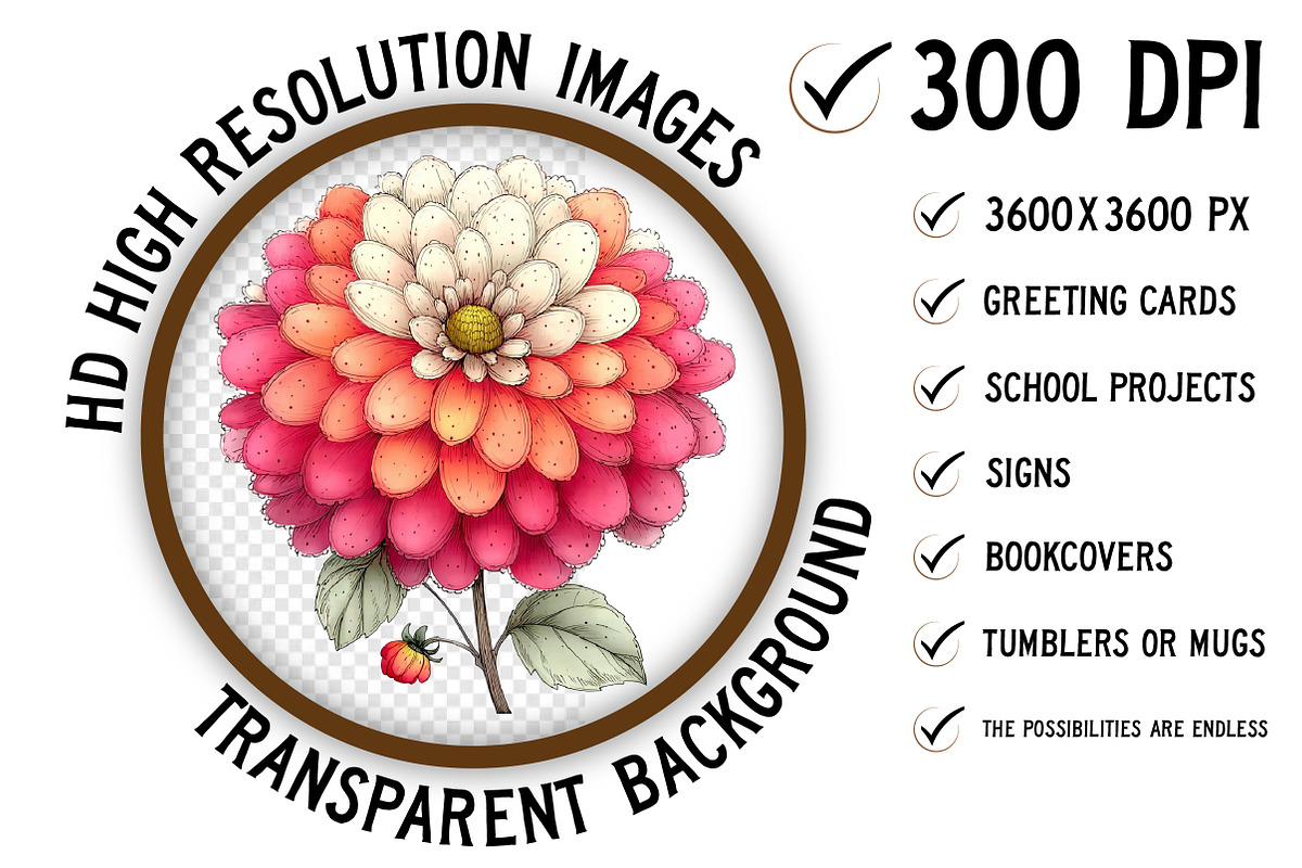 Whimsical Spring Dahlia Flower Png, an Illustration by Craft Nest (Photo 2 of 11)