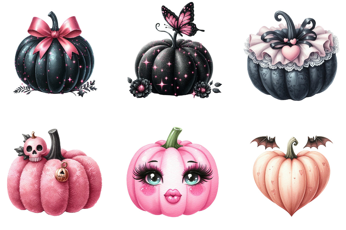 Halloween Coquette Pink Black Pumpki, an Illustration by DreamArtGraphic (Photo 3 of 5)