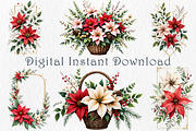 Poinsettia Clipart Bundle, a Seasonal Illustration by GalaDesign03 (Thumbnail 3 of 9)