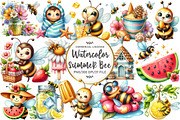 Watercolor Summer Bee Clipart, an Illustration by OK Design (Thumbnail 1 of 5)
