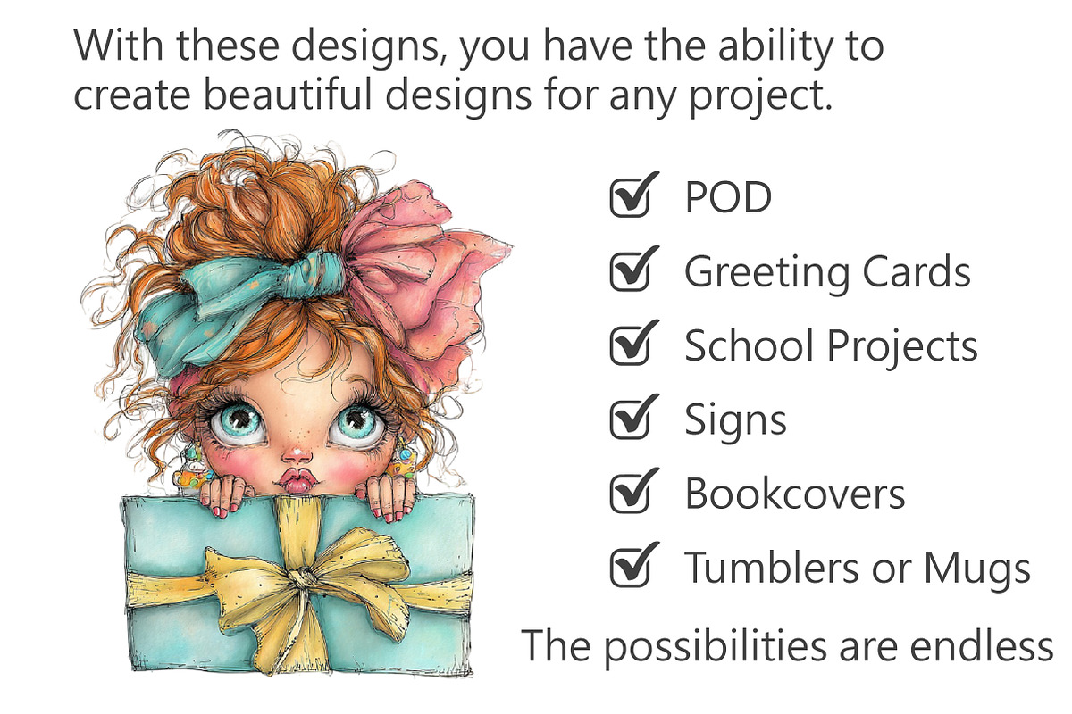 Whimsical Quirky Girl Peeking, an Illustration by Pixels.Craft (Photo 5 of 5)