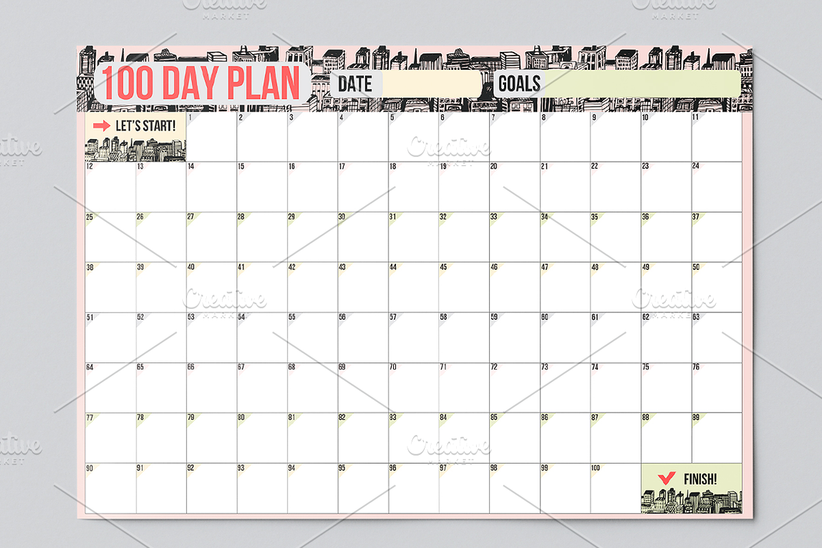 100 Day Challenge Habit Goal Planner, a Templates & Theme by IRSYART (Photo 4 of 9)