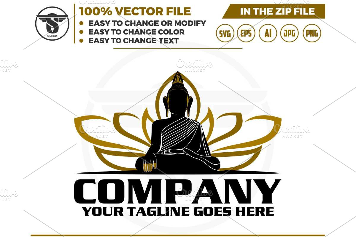 buddhist meditations lotus logo, a Branding & Logo Template by slLametDesigns