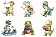 Watercolor Funny Dinosaurs Clipart, an Illustration by OK Design (Thumbnail 3 of 5)