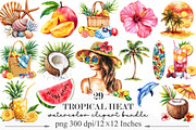 Watercolor Tropical Heat Clipart, an Illustration by Designking (Thumbnail 1 of 5)