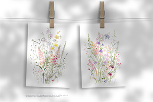 Watercolor Gentle Wildflower Clipart