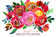Acrylic & Watercolor Flowers Roses, an Illustration by GraphicsDish (Thumbnail 1 of 2)