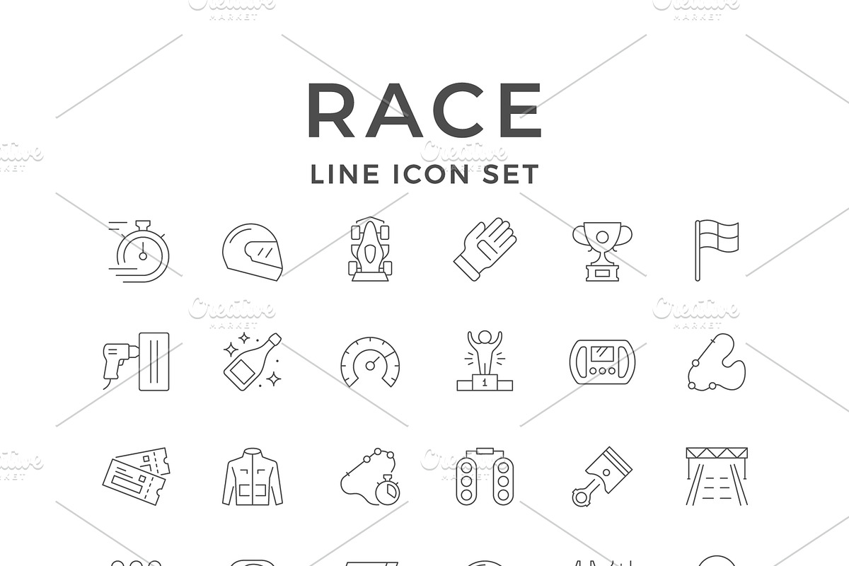 Set line icons of race, an Outline Icon by motorama (Photo 1 of 2)