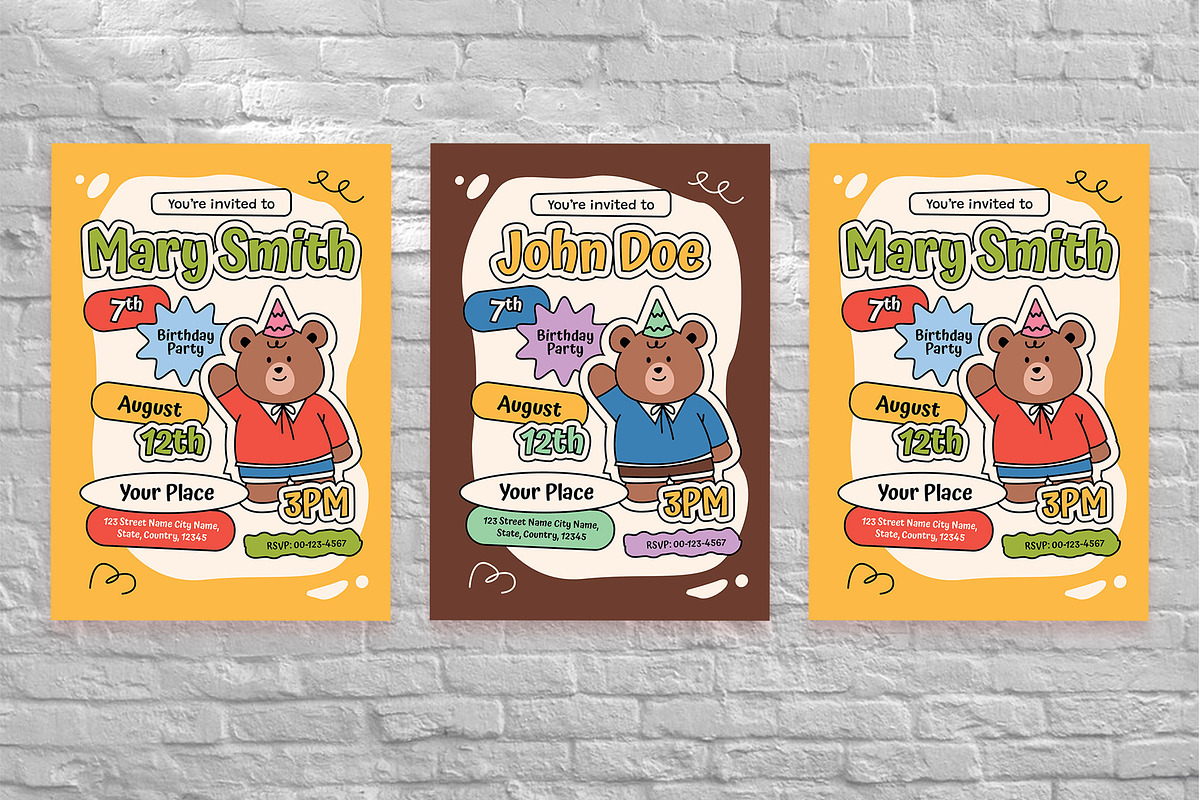 Cartoon Kids Birthday Invitation, an Invitation Template by Aiyari Graphic (Photo 3 of 3)