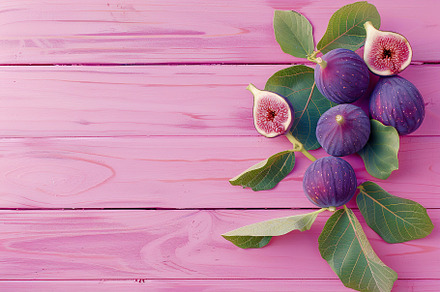 Fresh figs with copyspace on wooden table, a Food & Drink Photo by AlyaAnd