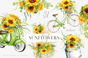 Summer sunflowers collection