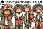 Quirky Valentine Boy PNG Set, an Illustration by Daily.Designs (Thumbnail 1 of 5)