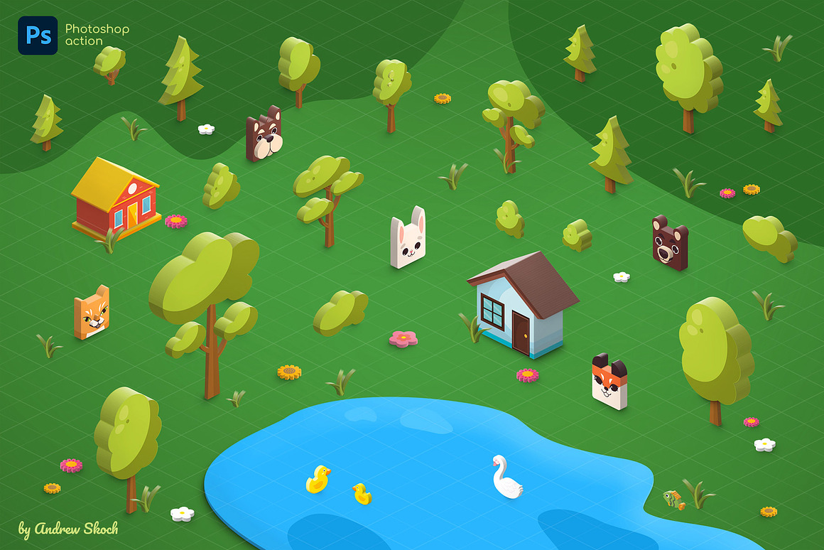 Isometric illustration PS action, an Action Add-On by Andrew Skoch Design (Photo 2 of 6)