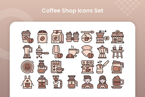 Coffee Shop Icons Set - Filled Line