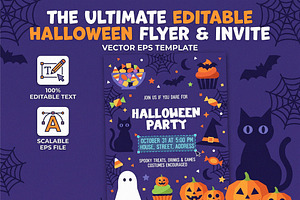 Halloween Party Flyer EPS Template, an Invitation Template by NH graphic