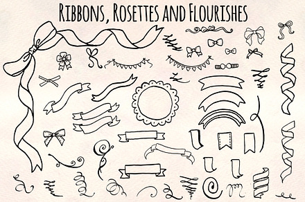 Ribbons Rosettes Flourishes Bundle