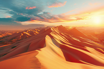 The warm glow of sunset illuminates, a Photo by Tanuart