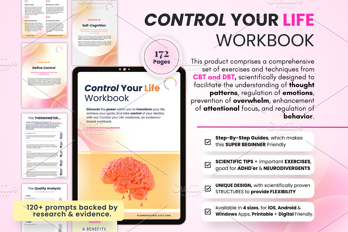 ADHD & Self-Discovery Workbook, a Print Template by PlannersByBee (Photo 1 of 4)