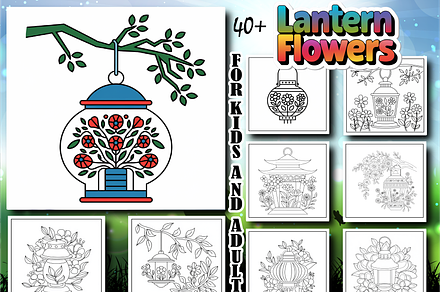 Lantern Flowers Coloring Book