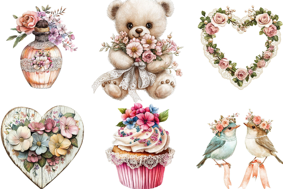 Shabby Chic Mothers Day Clipart, a Seasonal Illustration by Designking (Photo 3 of 5)