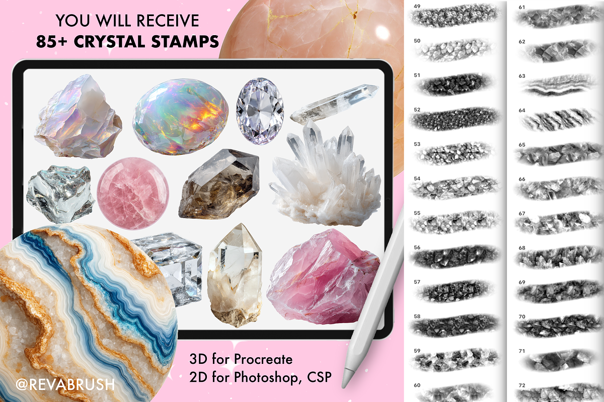 Procreate Crystal texture brushes, a Brush Add-On by Revabrush (Photo 3 of 7)