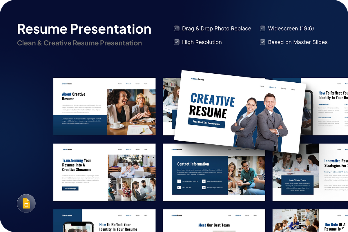 Clean & Creative Resume Google Slide, a Presentation Template by SquidPixey (Photo 1 of 7)