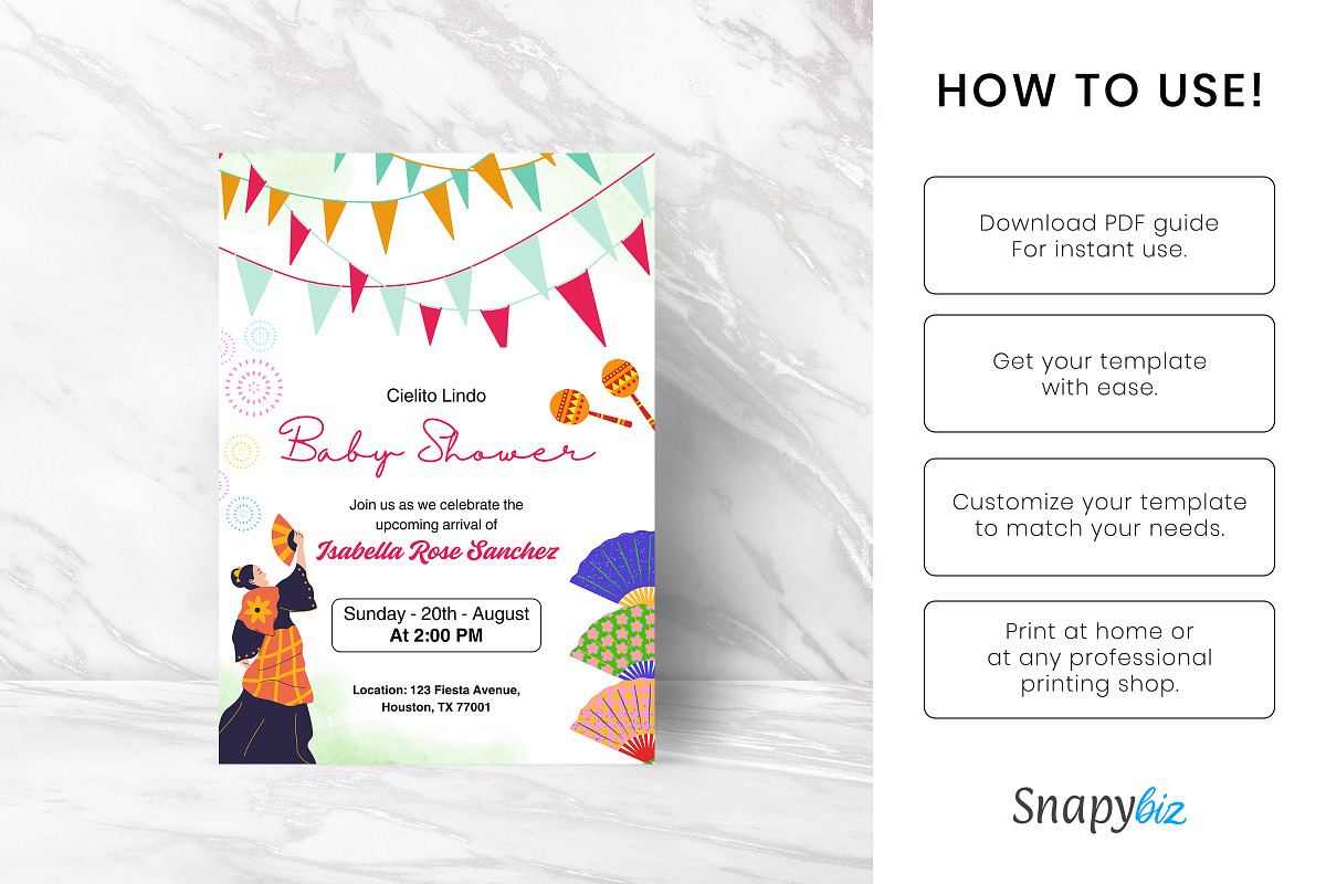 Mexican Baby Shower Invitation Temp, an Invitation Template by Snapybiz (Photo 2 of 10)