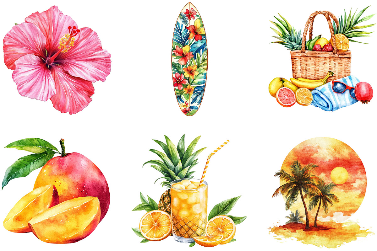 Watercolor Tropical Heat Clipart, an Illustration by Designking (Photo 4 of 5)
