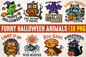 Funny Halloween Animals Design Png, an Illustration by RobertsArt