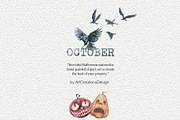 Watercolor October Clipart Set, an Illustration by ArtCreationsDesign (Thumbnail 10 of 10)