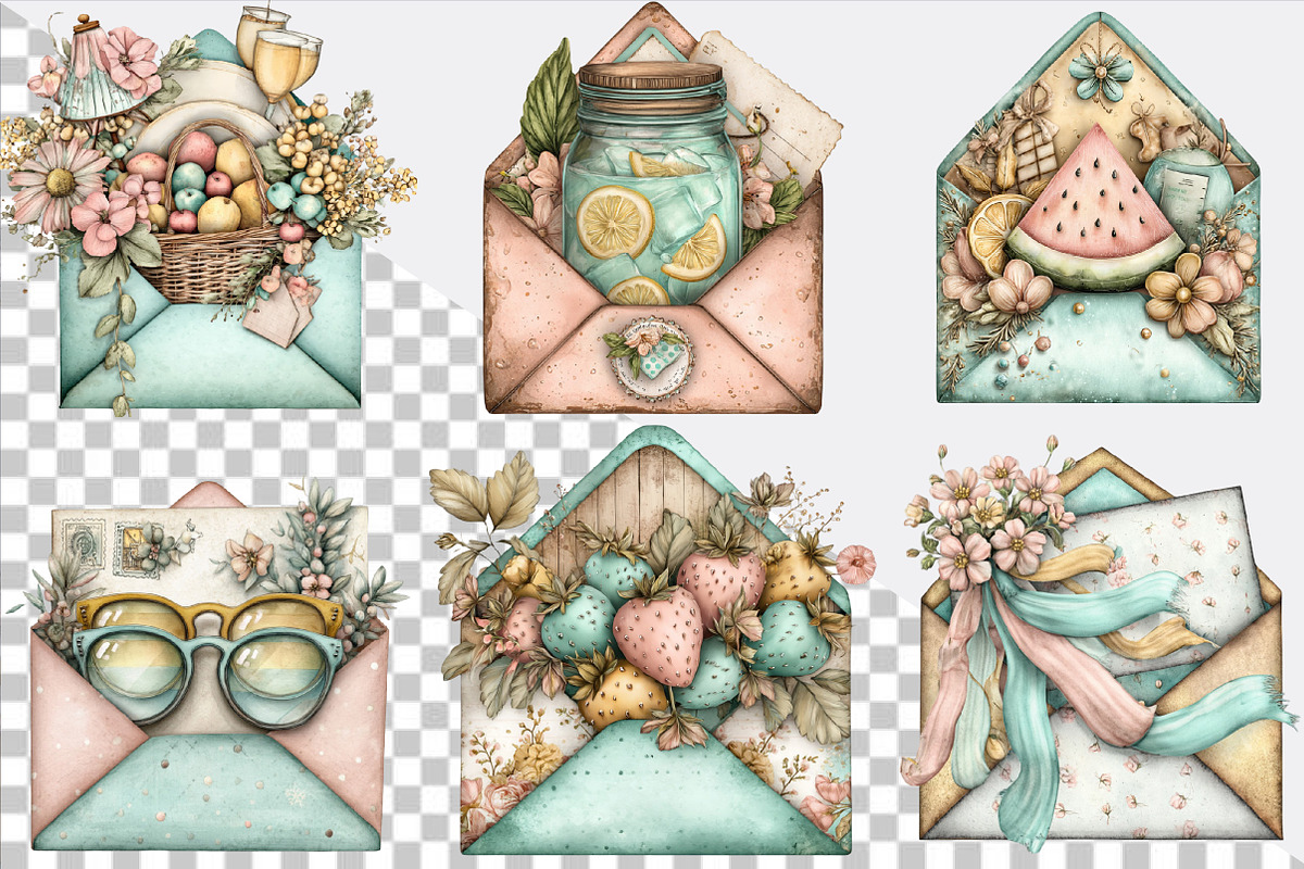 Whimsical Summer Envelope Clipart Bu, an Illustration by SVGArt (Photo 3 of 9)