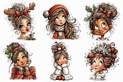 Quirky Girl Clipart Christmas Clipar, an Illustration by Libby Wishes (Thumbnail 4 of 8)