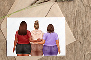 Best Friends Clipart, Plus Size Girl, a Person Illustration by ArtedeCatrin (Thumbnail 9 of 10)