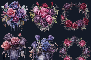 Watercolor Gothic Roses Collection