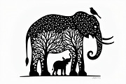 Silhouette of a Cute Elephant vector, an Illustration by Amazin_art (Thumbnail 7 of 21)