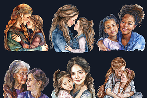 Moms And Daughters Clipart