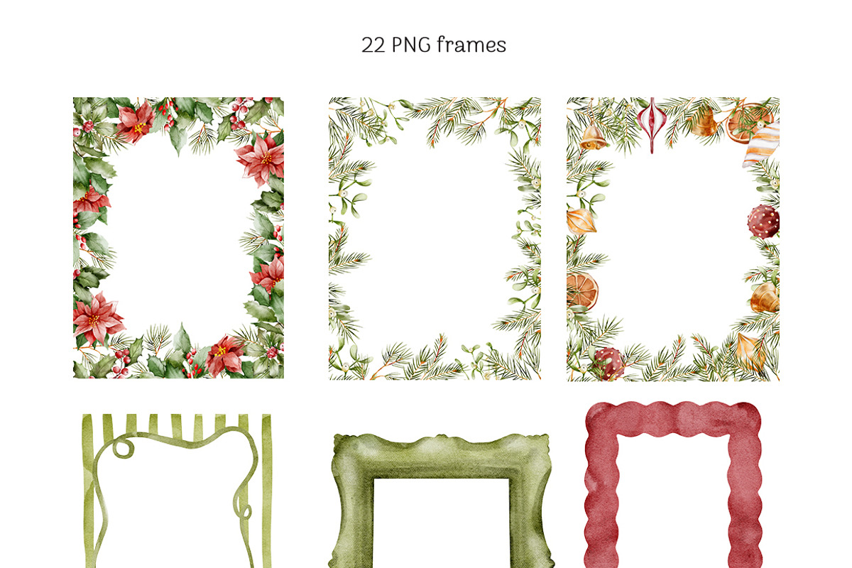 CHRISTMAS holiday Watercolor clipart, a Seasonal Illustration by Pattern + watercolor (Photo 10 of 17)