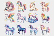 Watercolor Rainbow Unicorn Clipart, a Seasonal Illustration by Design Market (Thumbnail 4 of 5)