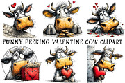 Funny Peeking Valentine Cow Clipart, an Illustration by OK Design (Thumbnail 2 of 6)