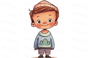 Cartoon Happy Kids Watercolor Child