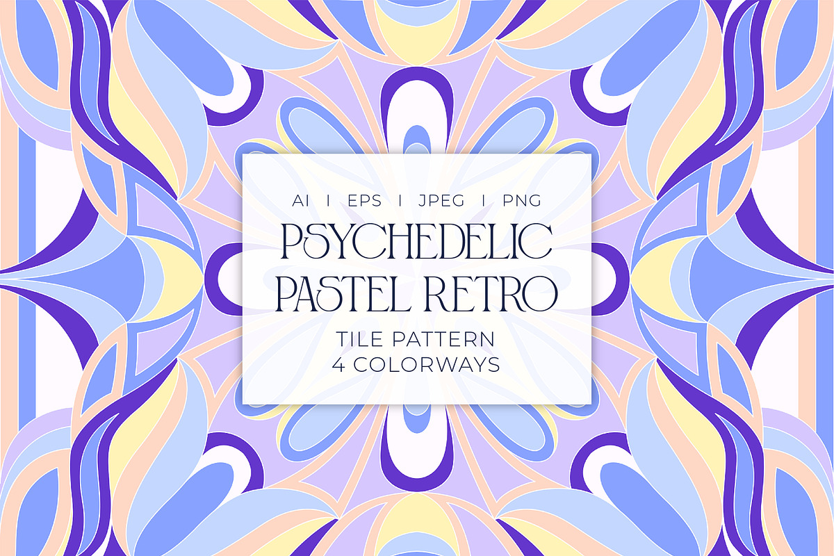 Psychedelic Retro Tile Pattern, a Pattern Graphic by ASTUDIO (Photo 1 of 8)