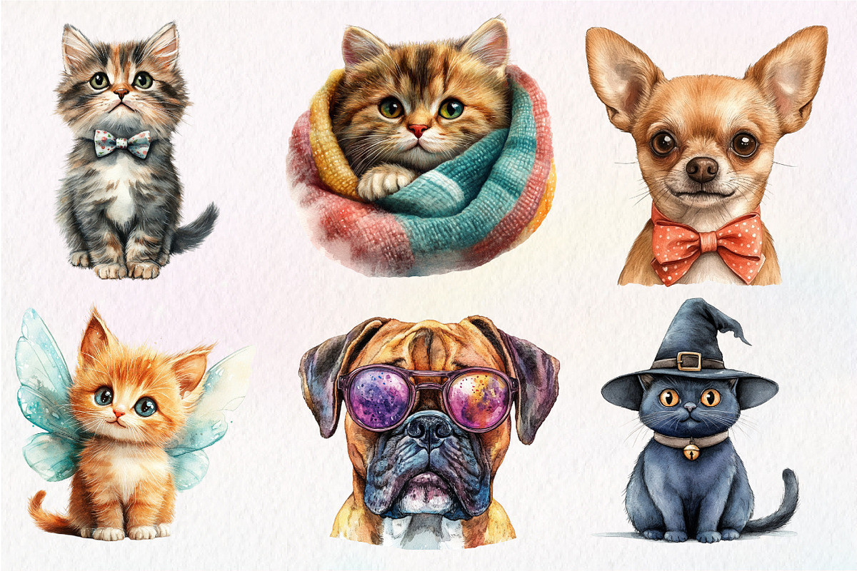 Quirky Dog & Cat Sublimation Bundle, an Illustration by Dream Creation (Photo 3 of 6)