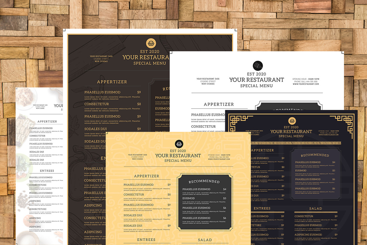 5 Classy Food Menu Template, a Flyer Template by Mehul Munjani (Photo 3 of 3)